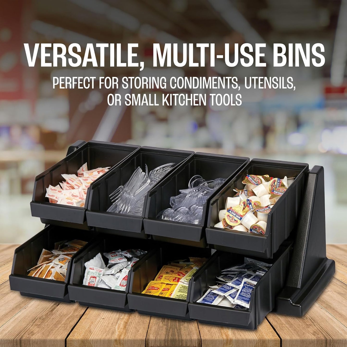 Cambro Versa - Self Serve Condiment and Utensil Bin - 12 Storage Bins - Ideal for food and coffee condiments (Black)