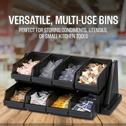 Cambro Versa - Self Serve Condiment and Utensil Bin - 12 Storage Bins - Ideal for food and coffee condiments (Black)