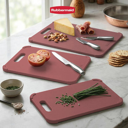 Rubbermaid 3pc Reversible Wheat Fiber Cutting Board Set | Cutting Boards for Kitchen – Dishwasher Safe, Non-Slip Corners, Lightweight & Easy To Store- Large Cutting Board for Meat, Veggies & Fruits