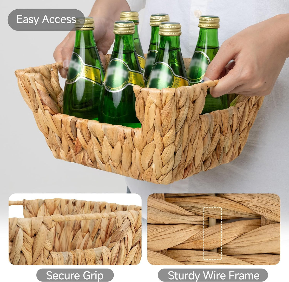 StorageWorks Round Paper Rope Woven Basket for Pantry Organizers and Storage, Stackable Pantry Storage Baskets for Shelves, Brown, 2-Pack