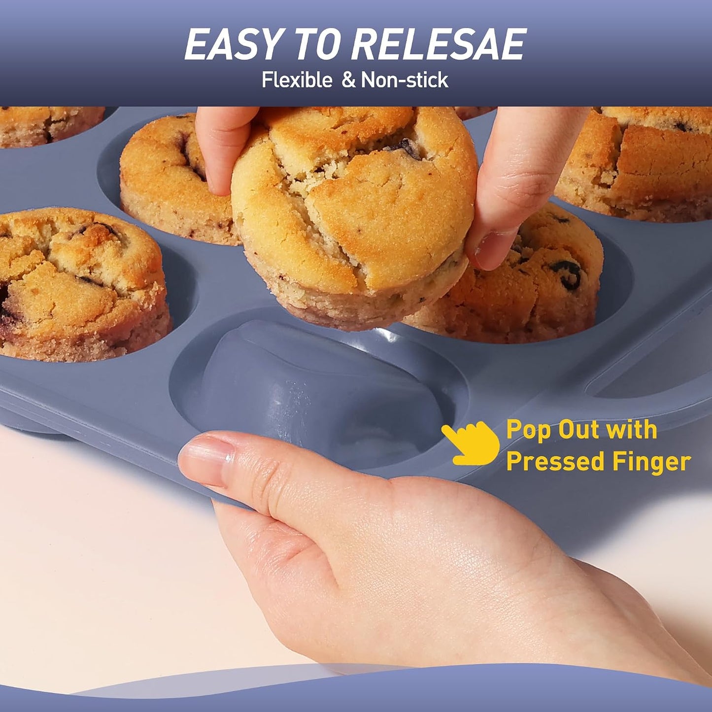 2 Packs 12 Cups Silicone Muffin Pan for Baking with Metal Reinforced Frame Regular Size Cupcake Pan Tray Egg Bites Silicone Cookie Molds Muffin Tin Tart Pans Sheet Set for Oven Dishwasher Safe