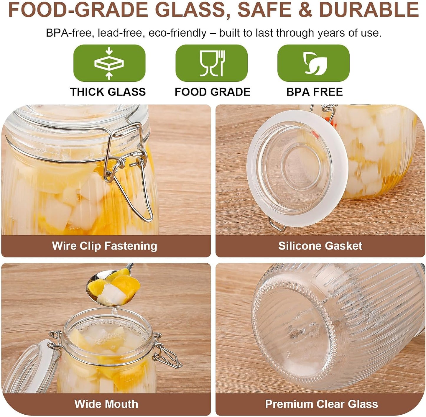 Spice Jars Set of 6, 4 oz Glass Spice Jars with Airtight Lids and Labels, Small Seasoning Jars for Spices, Herbs, Kitchen Spice Organizer