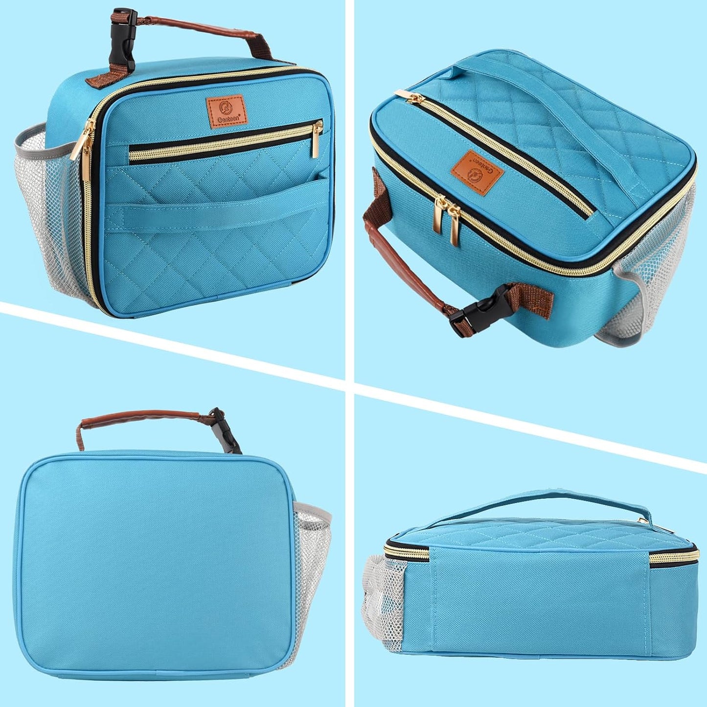 Genteen Lunch Box for Kids, Boys - Insulated Small LunchBox Reusable, Zip Closure & Buckle Handle, Portable Cooler for Work, School, Travel (Lake Green)