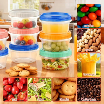 12 Pack Freezer Containers with Screw On Lids, 10oz Stackable Reusable Food Storage Container, Airtight Plastic Storage Containers with Twist Top Lids for Food Sauce Jello Soup