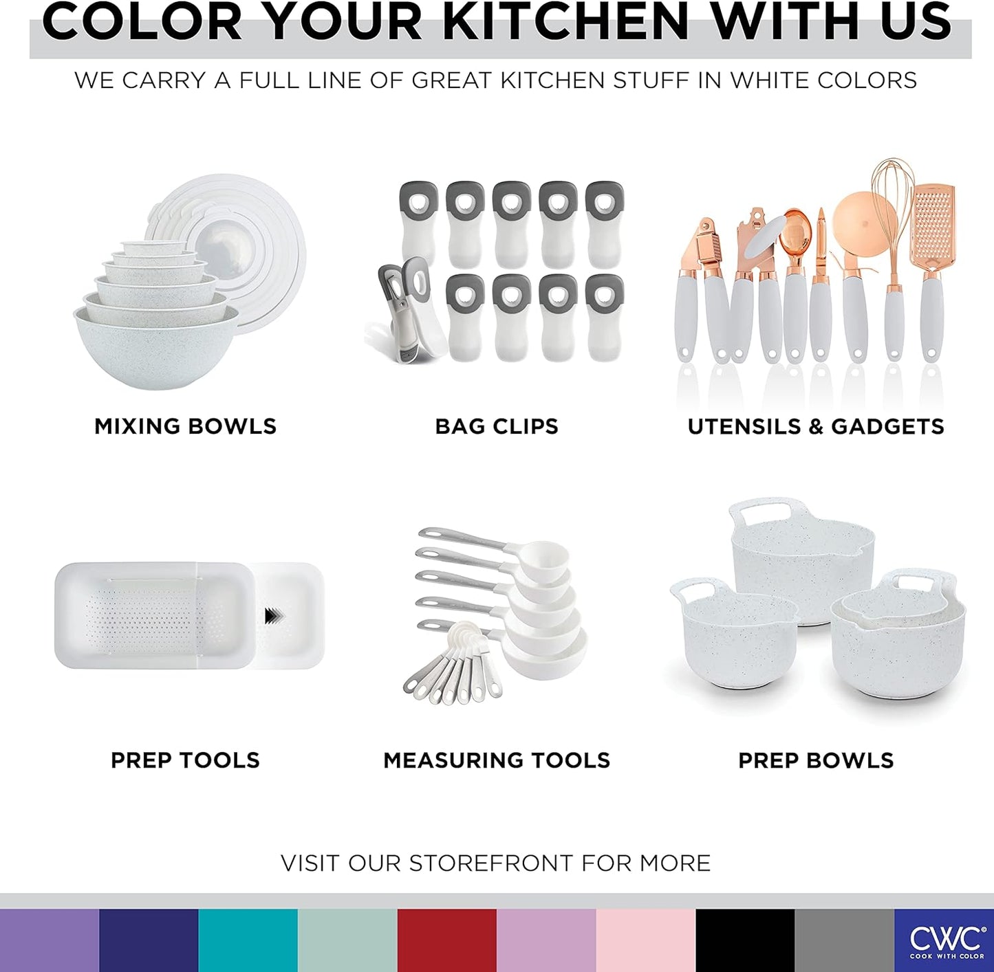 COOK WITH COLOR Mixing Bowls with Lids - 12 Piece Plastic Nesting Bowls Set includes 6 Prep Bowls and 6 Lids, Microwave Safe Mixing Bowl Set, Pink Embossed - Colors B