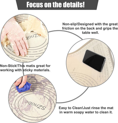 Non-slip Silicone Pastry Mat 36''By 24'' Nonstick Baking Mats Extra Large Counter Mat for Dough Rolling, Pastry, Pie Crust, Fondant, Cookies, Bread, Pasta, Pizza Mat