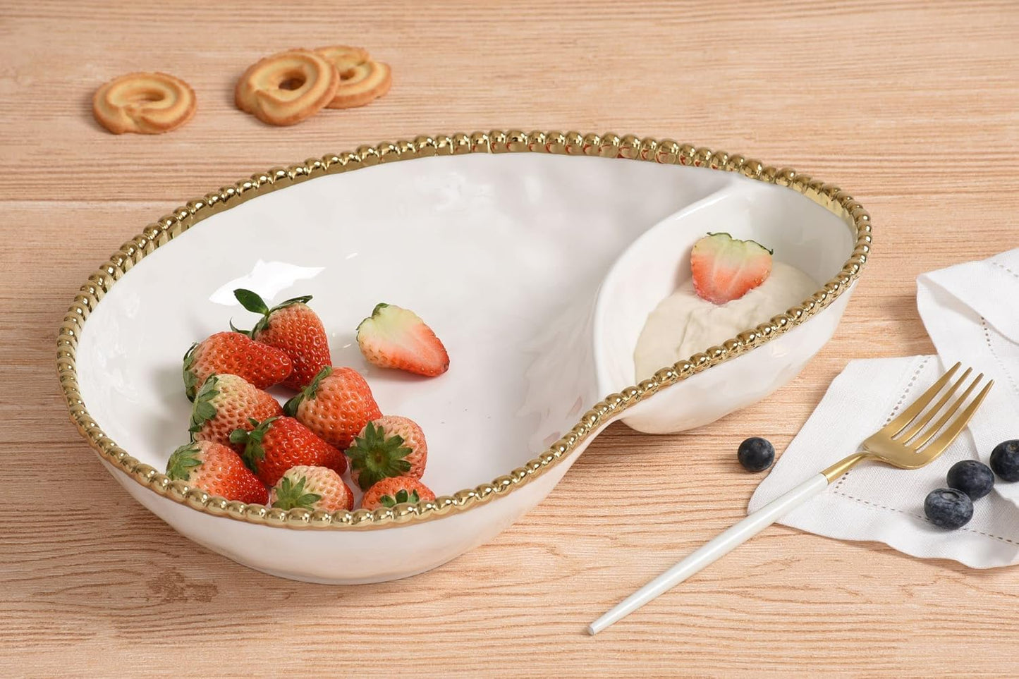 Pampa Bay Titanium-Plated Porcelain 2 Section Serving Piece
