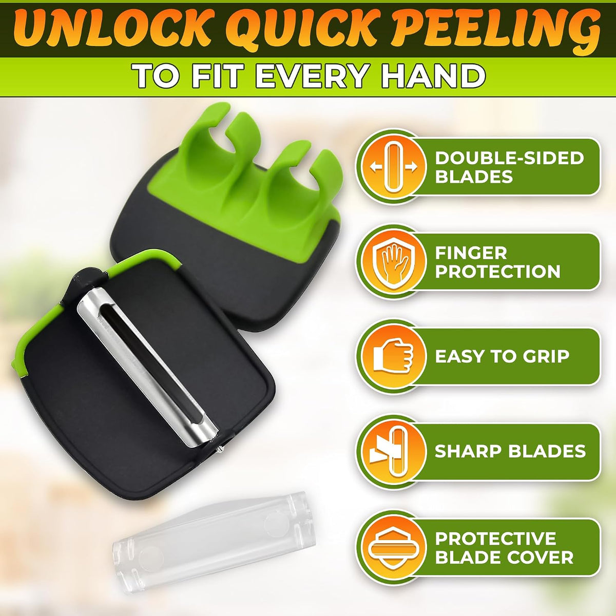 Palm Peeler for Vegetables with Double-Sided Stainless Steel Blades