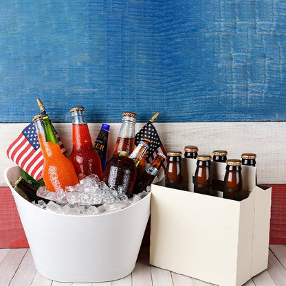 Patelai 6 Pcs Ice Buckets Bulk, Plastic Ice Buckets with Handles, Oval Storage Tub, Large Capacity Drink Tub for Party Bar Wine Beer Champagne Beverage Bottle Cooler(4.5 Liter,Clear)