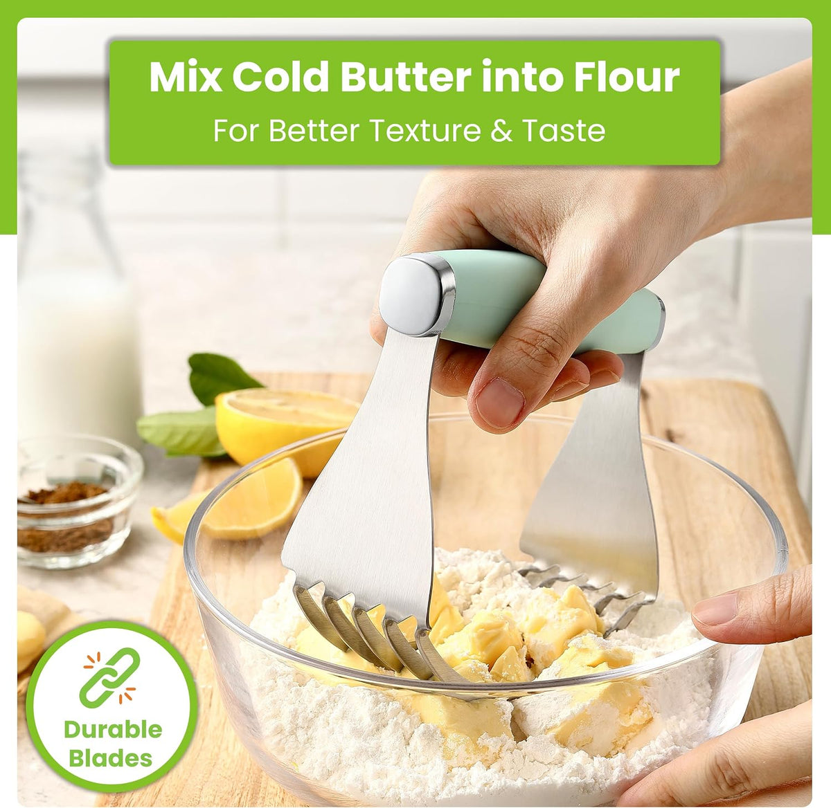 Spring Chef XL Pastry Blender, Durable Dough Blender For Baking - Black