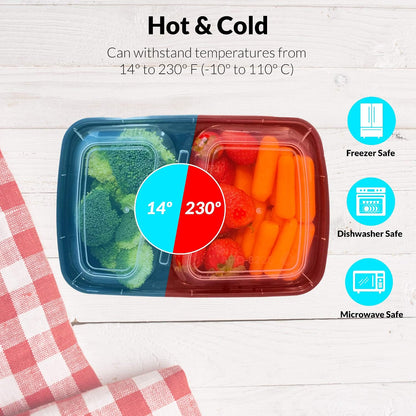 Reli. Meal Prep Containers 30 oz (50 Pack) - Takeout & Carryout Food Boxes with Lids