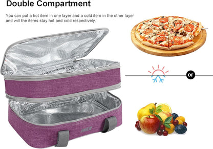 MIER Insulated Double Casserole Carrier Bag for Lasagna Lugger, Potluck Parties, Picnic, Beach, Fits 9 x 13 Inches Baking Dish, Casserole Dish, Expandable, Dark Blue