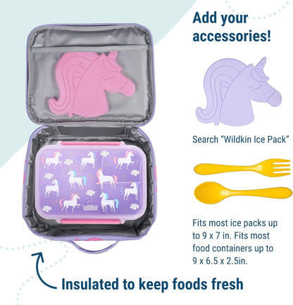 Wildkin Kids Insulated Lunch Box, Keeps Food Hot or Cold, BPA-Free with Mesh Pockets & Easy-Clean Lining – Ideal for School, Travel & Daycare – Holographic