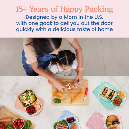 Bentgo Easyboxes - Original Stackable Lunch Boxes - Reusable 3-Compartment Food Containers for Kids and Adults - Bento Lunch Box for Meal Prep, School, & Work - BPA Free, Set of 4 (Earth Tones)