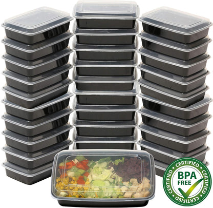 Simple Houseware 16 Pack 28-oz 1-Compartment Meal Prep Container, BPA-Free | Reusable BPA-Free Stackable Bento Box - Microwave, Freezer & Dishwasher Safe