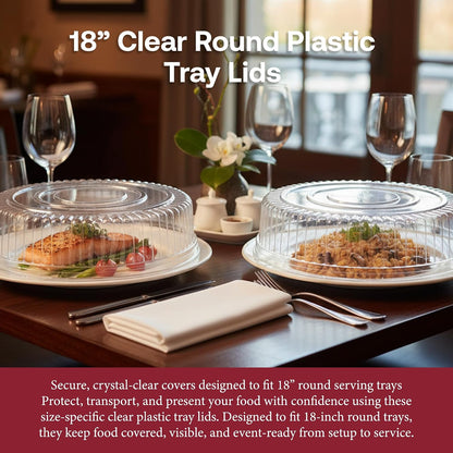 Smarty Had A Party 12 Inch Black Round Plastic Serving Tray – Heavy-Duty Party Platters & Catering Trays, Reusable or Disposable Plastic Trays for Serving Food, Elegant Party Tray Set of 25