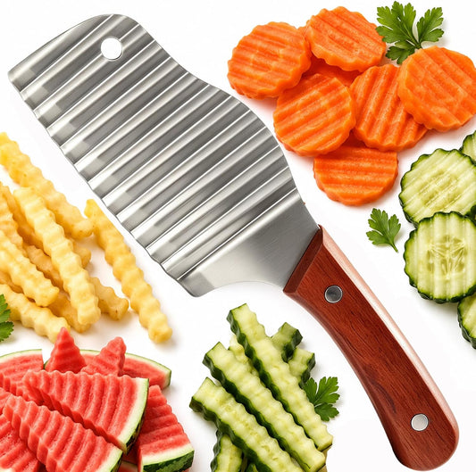 Stainless Steel Crinkle Cutter And French Fry Cutter Wood Handle