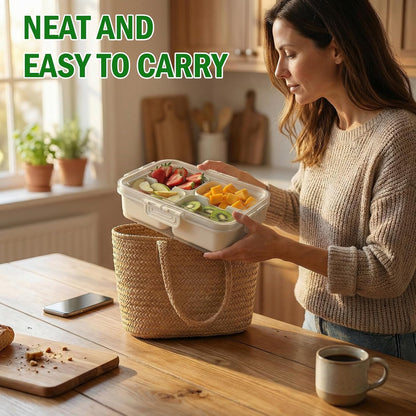 Divided Serving Tray with Lid, 4 Compartment Snack Containers, Snack Box Container for Candy, Snackle Box Container, Fruit and Snacks, Portable Small Snackle Box for Party, Picnic, Travel (2 PCS)