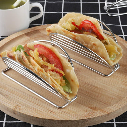 Taco Holders Stand Stainless Steel Taco Rack Tray Stand Up Holder Kitchen Set for Tortillas, Burritos, Parties & Restaurants (Taco Holder)