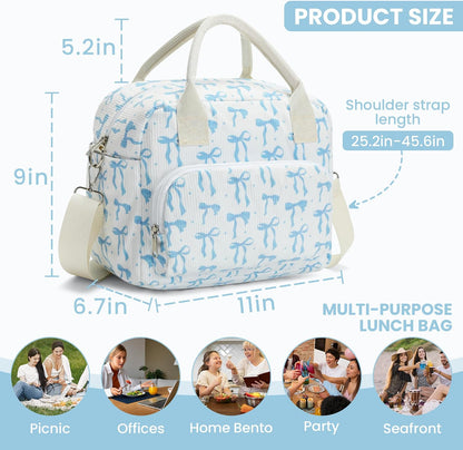 RLGPBON Insulated Lunch Bag Teen Girls, Preppy Lunch Box Large Insulated Lunch Bag Reusable Lunch Tote Bag, Preppy LunchBag for Girls School Travel Picnic