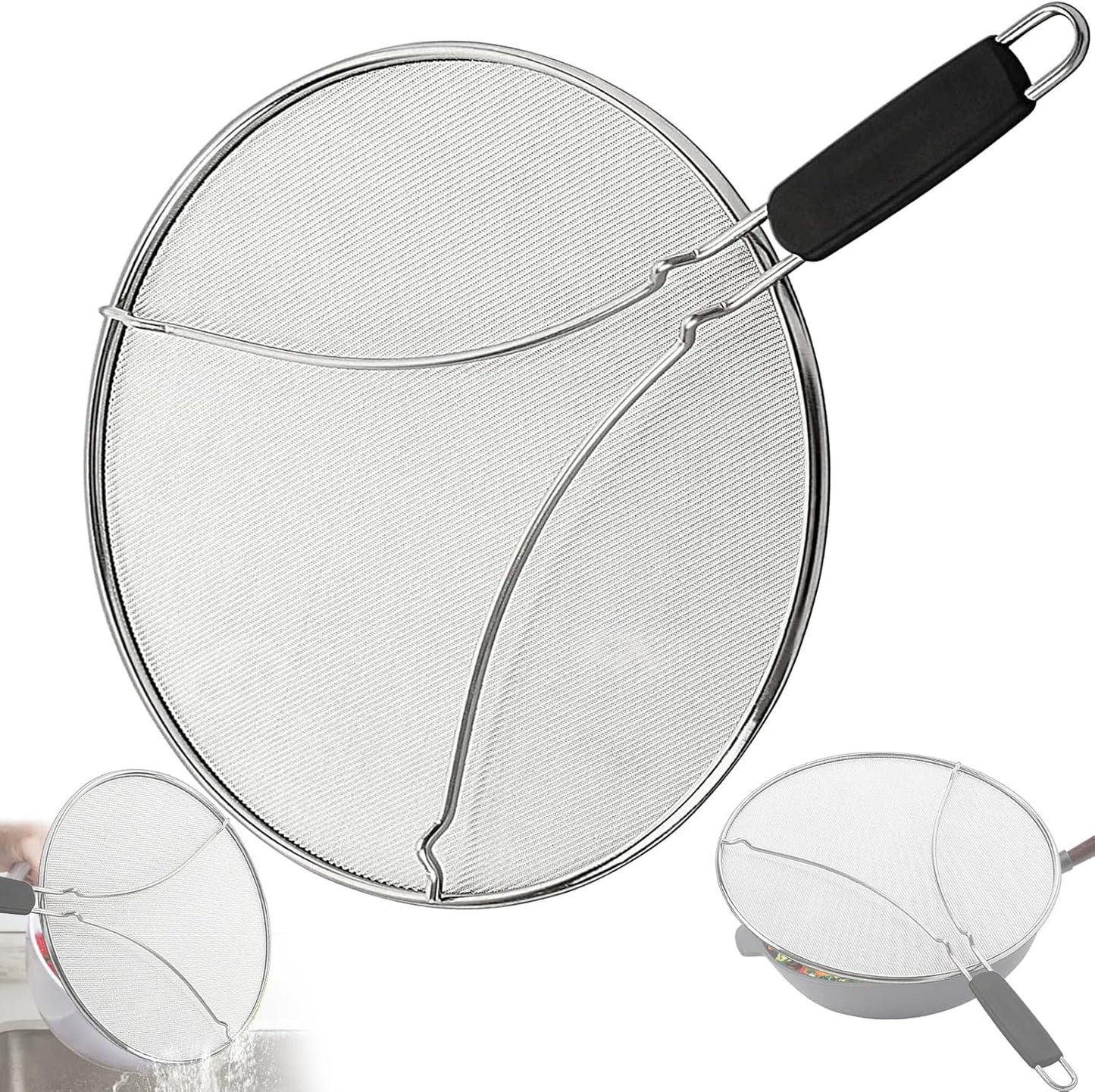 Splatter Screen for Frying Pan, Grease Splatter Guard, Heat-Resistant Splatter Guards for Frying, Silicone Splatter Guard for Everyday Cooking, Dishwasher Safe （16in×12in×0.5in）