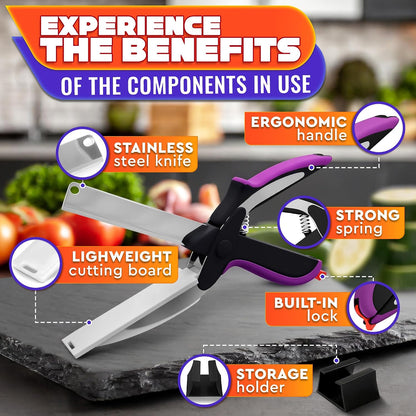 2 in 1 Kitchen Scissors for Food with Knife Sharpener (Grey)