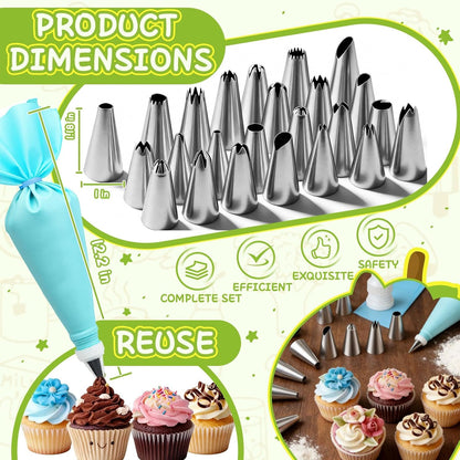 Hendiy Piping Tips, 26 Pieces Stainless Steel Frosting Piping Kit
