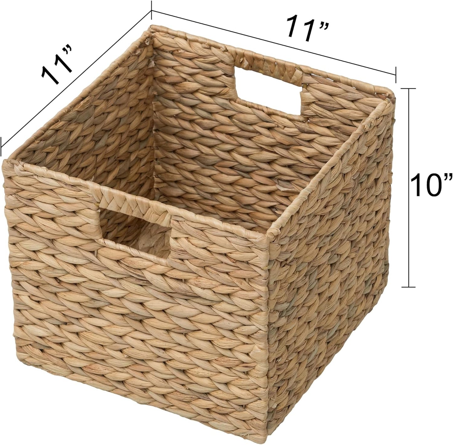 eHemco Trapezoid Woven Hyacinth Wicker Pantry Storage Baskets with Iron Wire Frame, 13.25"x9"x7/3.5", Natural, Set of 2