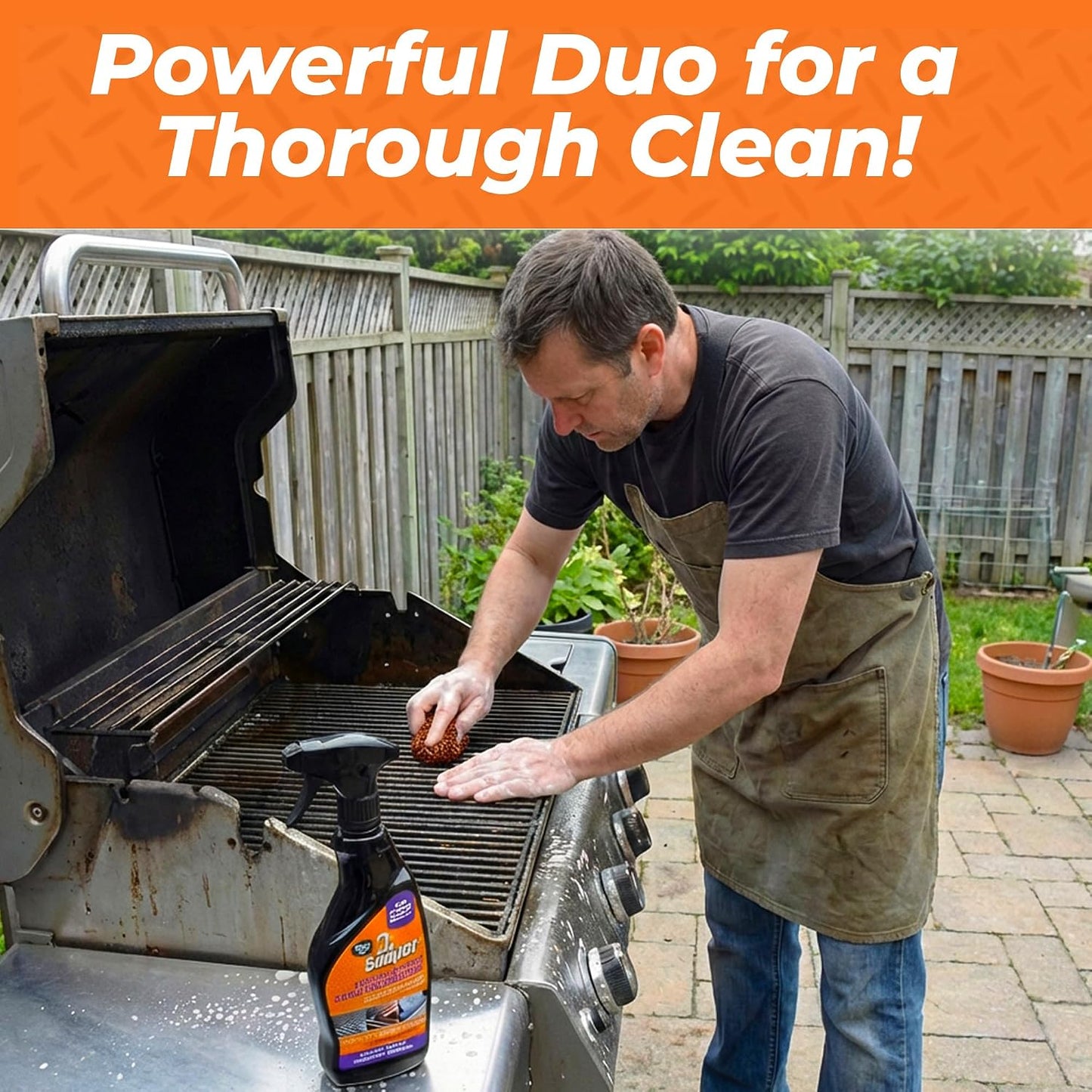Proud Grill Company Q-Swiper 2-Minute Miracle Grill & Grate Cleaner with Scrub Clean Cloth - Father Day Gifts, Degreaser Spray for BBQ, Oven, Stove, Kitchen Tops & Surfaces, Grate & Grease Remover