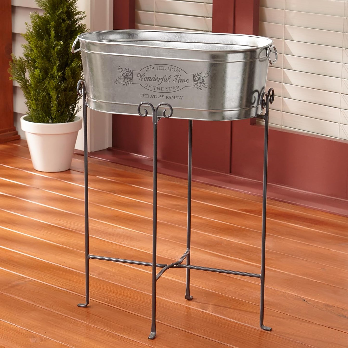 Let's Make Memories Personalized Beverage Tub - Custom Beverage Tub - Customize With Name & initial - Galvanized Drink Tub - 20 ¾"L x 11 ¾"W x 7" H - 5.5 Gallons