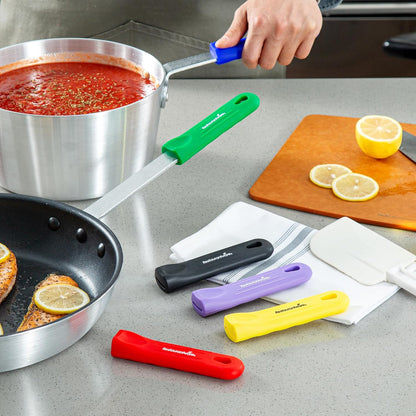 Restaurantware Silicone Pan Handle Cover Set 1-Count Heat-Resistant Removable Pan Handle Grips, Ergonomic Non-Slip Green Handle Protectors for Fry Pans and Sauce Pans