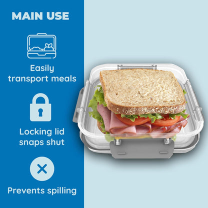 Biosmart Sandwich Container: 3 Pack Reusable, BPA Free Plastic Food Storage with Snap-Off, Leak-Proof Lid