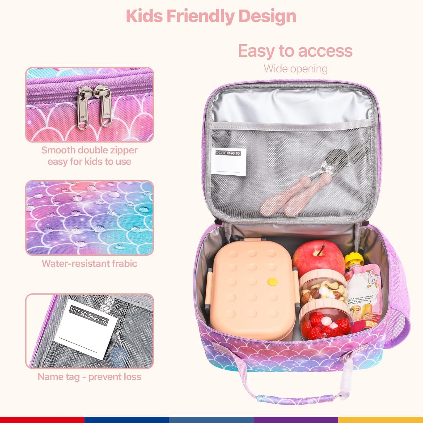 Bagseri Kids Lunch Bag Boys - Thermal Insulated Lunch Box Tote with Water Bottle Holder, Reusable Leak-Proof Kids Lunch Box for Daycare & School, Black Dinosaur (Containers Not Included)
