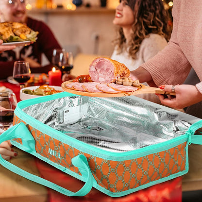 MIER Insulated Casserole Carrier for Hot or Cold Food Thermal Food Carrier Bag for Lasagna Potluck Parties Picnic Cookouts, Fits 9"x13" Baking Dish/Foil Pan, Red