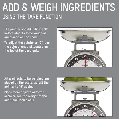 Taylor Vintage Mechanical Kitchen Scale - 11 lb Max Capacity, Silver