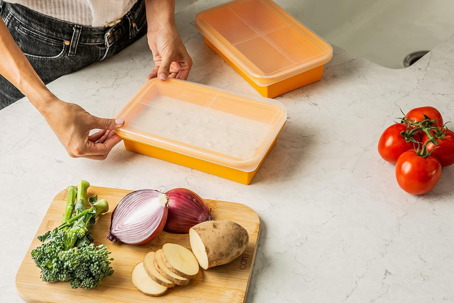 (2 Pack) Large Silicone Freezer Containers For Soup, Pasta Sauce, Leftovers, Broth & More - 6 Cup Reusable BPA Free Non Plastic Food Storage Freezing Ice Trays With Lids & Measurement Lines