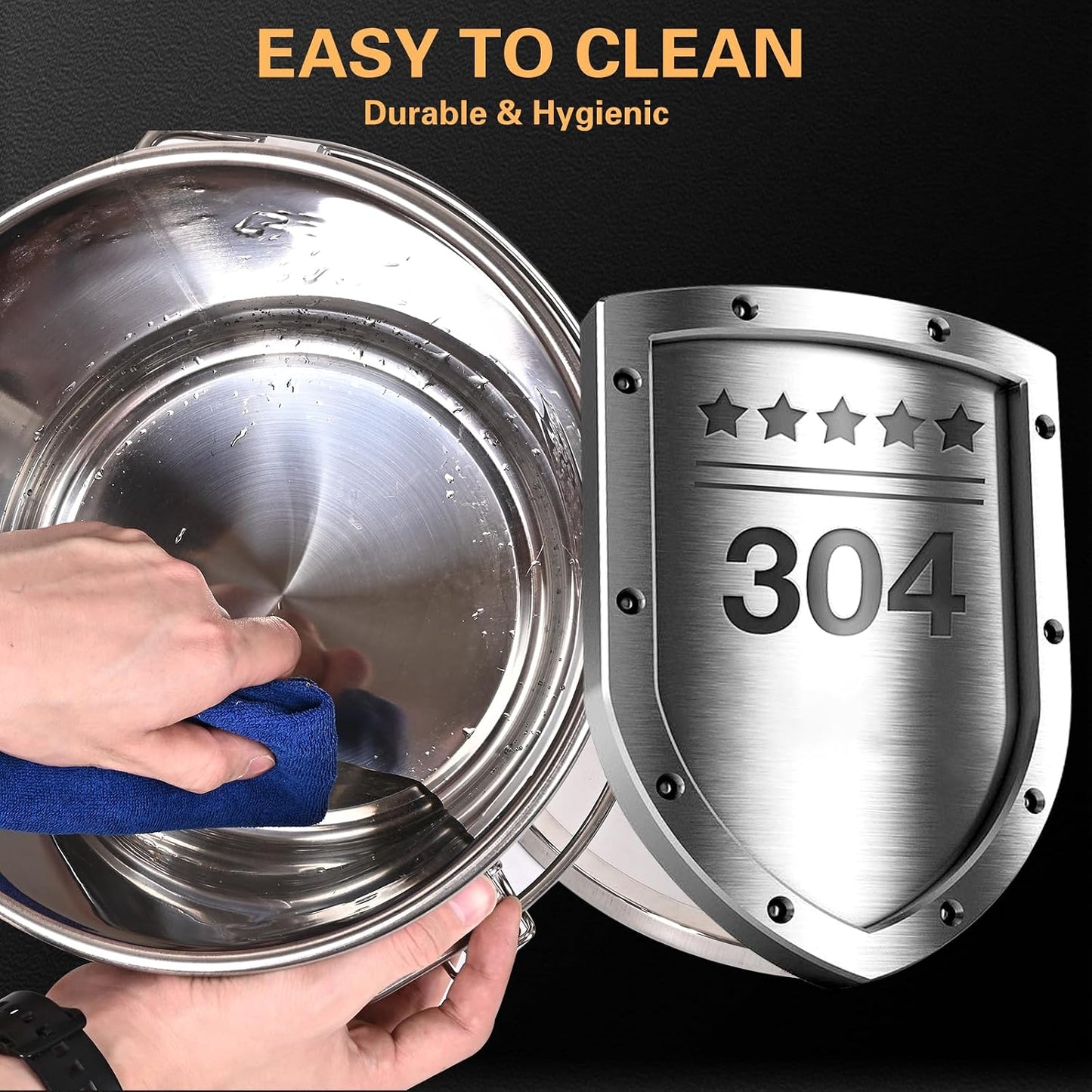 21L/5.6GAL and 12L/3.2GAL Stainless Steel Airtight Canister, Food Storage Canisters with Lid&Locking Clamp for Rice Flour Sugar Grain Coffee Bean Storage Containers (12L & 21L,2 CANISTERS)