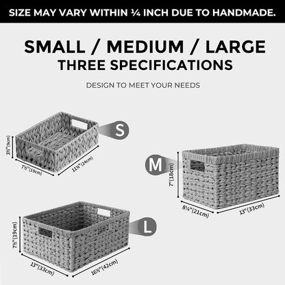 GRANNY SAYS Wicker Storage Baskets for Shelves, Water Hyacinth Basket with Scalloped Edge, Storage Wicker Baskets for Pantry, Large, 2-Pack