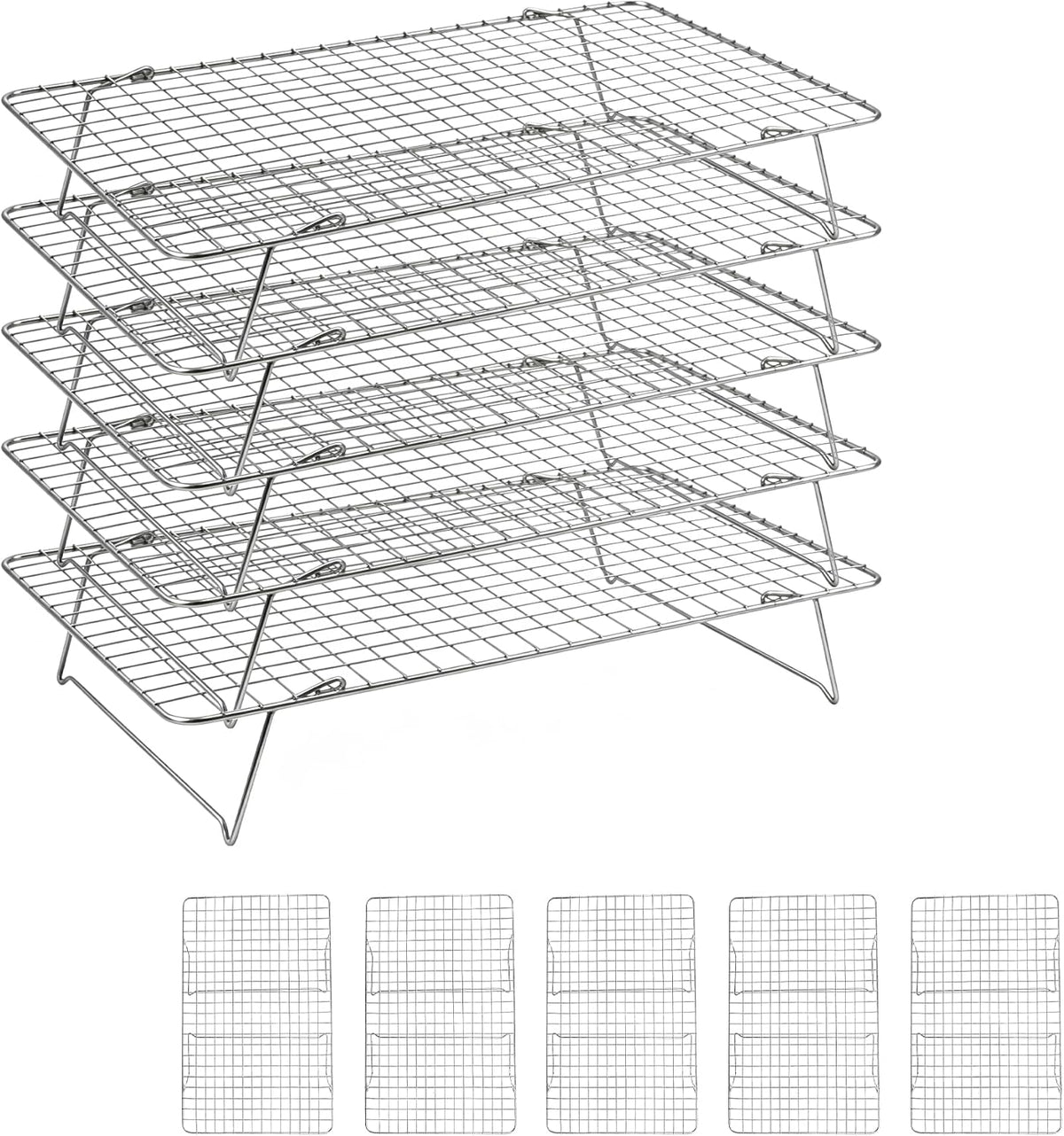 Cooling Rack 16"x10", 3-Tier Stackable & Collapsible Cooling Racks