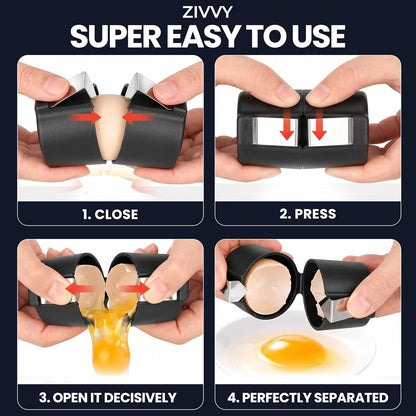 Egg Cracker & Egg Shell Opener Tool - Easy Egg Shell Cracker for Clean Shell Opening - Egg Opener & Kitchen Gadget for No Mess Breakfast & Meal Prep (Black)