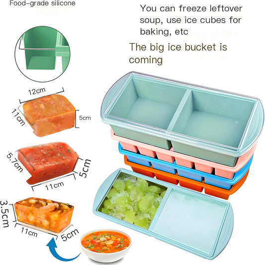 2 Cup Silicone soup Freezer Molds - Non-Stick Meal Prep Trays for Soups, Sauces, Smoothies & Desserts | Easy Release, Dishwasher Safe, BPA-Free (blue, 500ml)