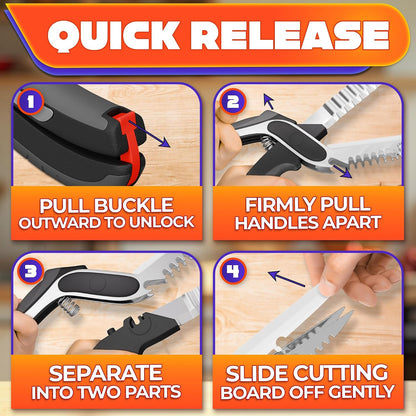 2 in 1 Kitchen Scissors for Food with Knife Sharpener (Grey)