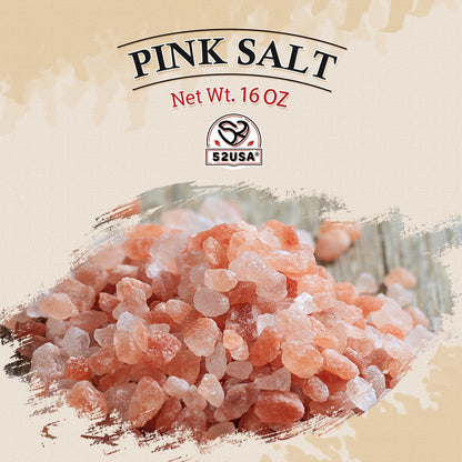 52USA Himalayan Pink Salt, Coarse Grain 1 lb, Salt for Grinder Refill