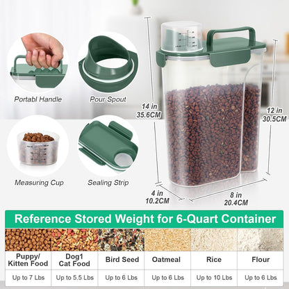 TBMax 10 Lbs Cat Dog Food Storage Container, 2026 Upgraded Large Pouring Container for Pet Food Storage, Bird Seed Dispenser, Portable Travel Kibble Holder -Dark Green