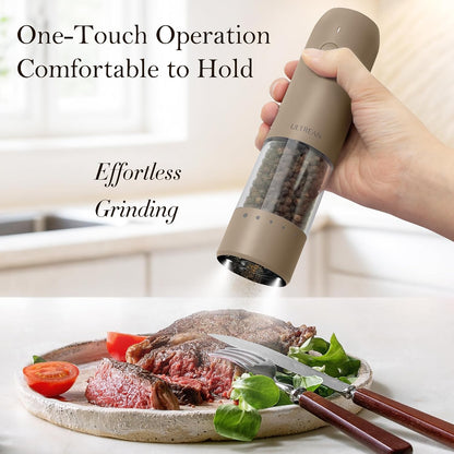 Ultrean Electric Salt and Pepper Grinder Set, Rechargeable,Matte Black