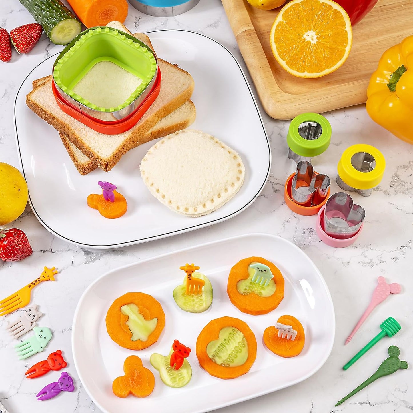 Fruit Cutters Shapes for Kids 22 Pcs, Mini Cookie Cutters Set, Vegetable Cutter with Food Picks