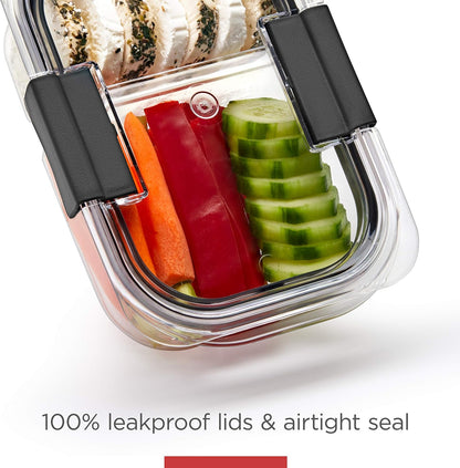 Rubbermaid Brilliance BPA Free Airtight Food Storage Containers with Lids, Set of 4 (4.7 Cup) Ideal for Lunch, Meal Prep, and Leftovers