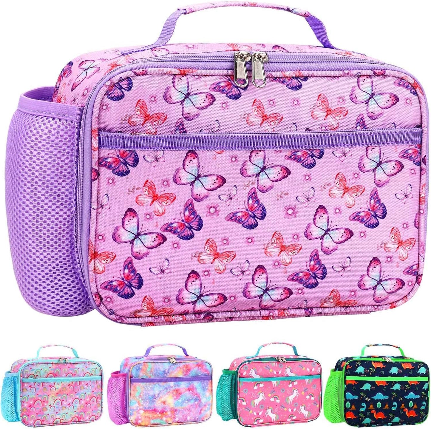 RHCPFOVR Kids Lunch Bag - Insulated Lunch Box for Boys Girls,Washable Lunch Bag and Reusable Toddler Leak-proof Lunchbox for School and Daycare - Colors A