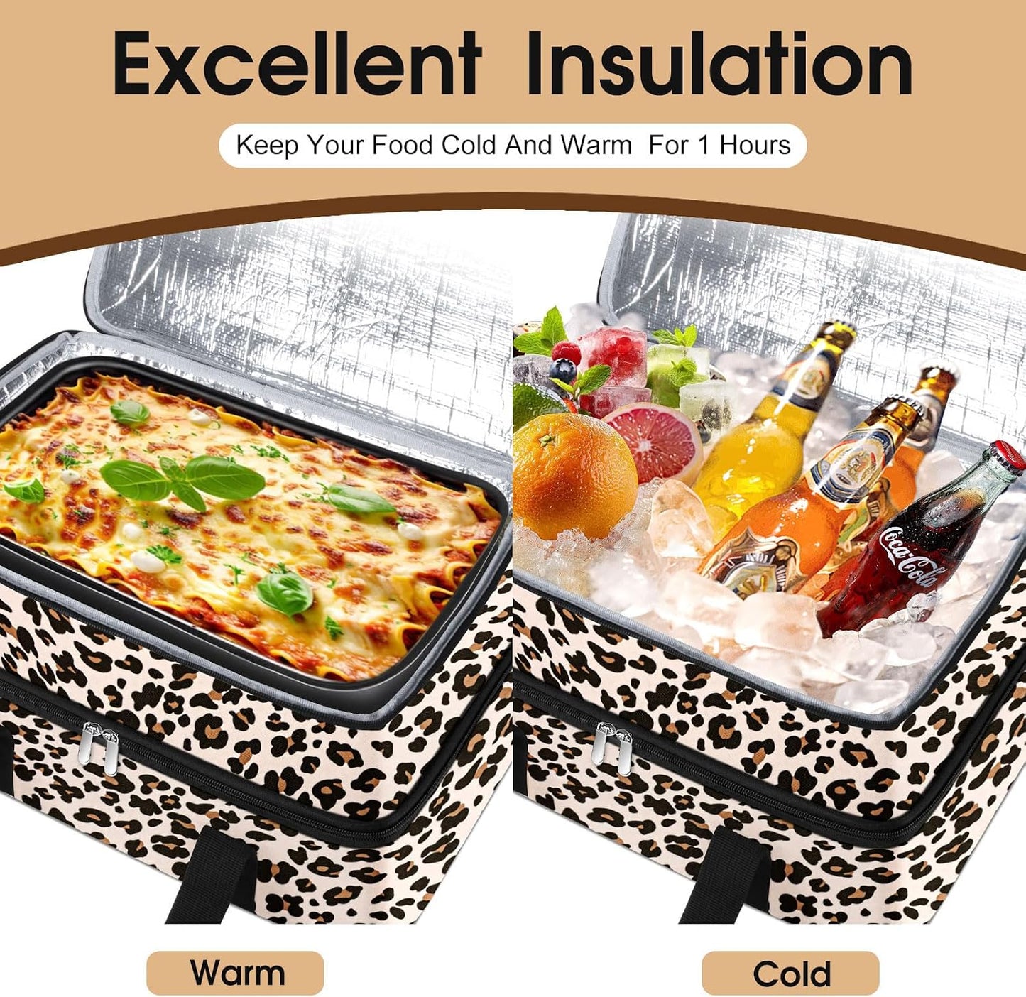 Insulated Casserole Carrier, Portable Casserole Carrier for Hot or Cold Food Lunch Tote Warmer or Cooler Bag, Lasagna Lunch Bag for Potluck Parties- Fits 9" x 13" Baking Dish-Charcoal Grey