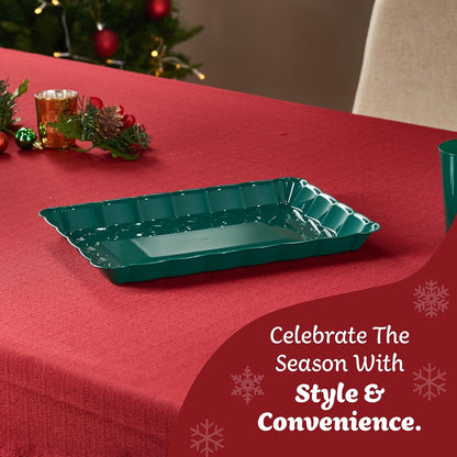 Plasticpro Plastic Serving Trays - Serving Platters Rectangle 9X13 Disposable Party Dish 4 Black Trays